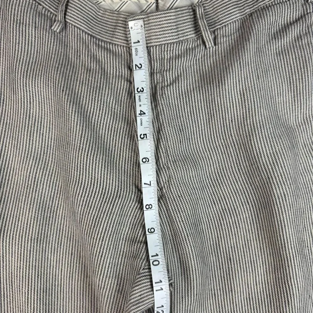 Banana Republic Men's Striped Cream And Grey Linen Trousers